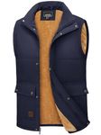 TACVASEN Men's Outerwear Vest Fishing Vest Lightweight Warm vest with Pockets Full Zip Sleeveless Jacket Men Puffer Winter Vest for Men Navy, XL