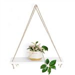 ANCIENT SHOPPEE Wood Wall Hanging Rope Shelves White Rope Hanging Shelves For Home/Office Decor Pack Of 1Rope Shelf(15X5) In (Engineered Wood)