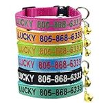 Personalised Cat Collar,Nylon Cat ID Collar Embroidered with Pet Name and Phone Number Adjustable Collar with Bell… (non-breakaway Buckle)