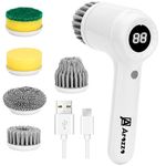 AROZZO CART 5 in 1 Electric Spin Scrubber | Magic Multifunctional Cleaner with 5 Head | 2-Speed |Upto 5 Hrs Working use for Kitchen Tiles, Carpet, Sink, Basin | 6 Month Warranty