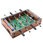 Table Football, 13.5'' Mini Foosball Table Soccer Tabletop Football Table w/ 2 Footballs and Soccer Keepers, Wooden Table Soccer Game Accessories for Kids Adults Indoor & Outdoor