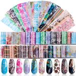 TOROKOM 30 Sheets Nail Foil Transfer Stickers Nail Art Foil Wraps Nail Transfer Foil Rolls Paper Marble Stone Blooming Starry Sky for Women Girls DIY Nail Decoration