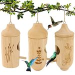 OROGHT Hummingbird House - Natural Wooden Hummingbird Houses for Outside Hanging,Hummingbird Swinging Hummingbird Nest, Bird Houses for Garden Window Outdoor Home,3 Packs