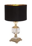 Deco 79 Crystal Table Lamp with Drum Shade, 14" x 14" x 24", Gold