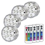 causeyoulove Submersible LED Lights with Remote, Battery Powered Color Changing Underwater LED Light Pucks for Pool Pond Hot Tub Camping Bucket (4 Packs)