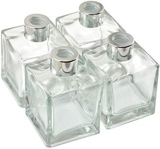 Set of 4 Square Glass Jar, Essential Oils Diffuser Bottles 9.6cm High 200ml