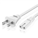 TNP 2 Prong Power Cord NEMA 1-15P to IEC320 C7 Power Cable Replacement for PS5 & PS4, Power Cord for Xbox Series S/X, Xbox One S/X, Printers, Soundbar LG, Samsung, TCL, Apple TV, 6 ft, White