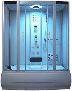 HOME DELUXE - Douche à vapeur DIAMOND - blanc, dimensions : 170 x 90 x 220 cm - comprenant radio, douche à effet de pluie et accessoires complets I sauna à vapeur, baignoire, bain à remous, douche