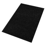 fani Heavy Duty Large Outdoor Indoor Entrance Black Doormat Waterproof Low Profile Entrance Rug Front Door Mat Patio Anti-Skid Rubber Back, 31x47 inch (Black)