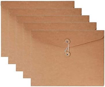 VANRA Kraft String Envelope File Folder Project Pockets File Jacket Document Organizer Flat-No Expansion A4 Letter Size (Pack of 5, Yellow)