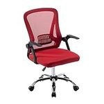 Panana Office Chair Mesh Back Ergonomic Desk Chair with Flip-up Armrest Executive Swivel Computer Chair (Red)