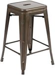 Flash Furniture 24" High Metal Counter-Height, Indoor Bar Stool in Gun Metal Gray - Stackable Set of 4