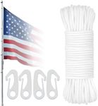 AMZFLAG Flagpole Rope with 4 PCS Flag Pole Hook Clips Kit, 50 Feet Flag Pole Rope for Flagpoles up to 25 Feet Nylon Rope Outdoor Flag Pole Accessories Replacement