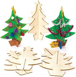 Baker Ross Sapins de Noël 3D en Bois (Paquet de 5) - Loisirs créatifs festifs AW983