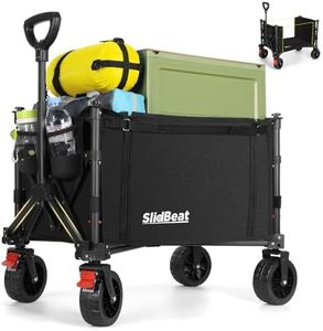 SLIDBEAT Chariot Pliable 3 en 1-120L Capacité, Toile 600D Amovible Lavable, Chariot de Transport à roulettes, Roues Tout-Terrain avec Freins, pour Courses, Déménagement, Camping, Plage
