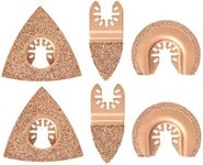 Ettonsun 6 Pcs Universal Carbide Oscillating Saw Blades, Mixed Multitool Blades Semicircle Triangular Finger Kit for Tile Grout Mortar Concrete Masonry