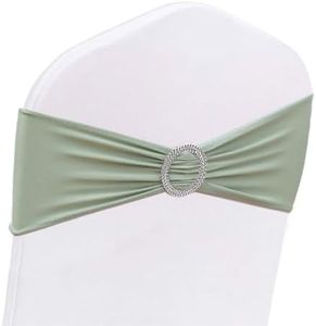 AIRIT LOVELY Sage Chair Sashes for Wedding 50 Pack Spandex Sage Green Sashes for Chairs Sage Green Chair Sashes Bows with Blucke for Bridal Baby Shower Birthday Banquet Party Decorations