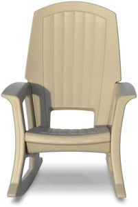 Semco Plastics Rockaway Heavy Duty Resin Outdoor Rocking Chair, Low Maintenance All-Weather Porch Rocker with Easy Assembly for Deck and Patio, 600 Pound Capacity, Tan
