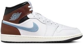 NIKE Air Jordan 1 Mid SE Men's Shoes (FQ7831-142, White/Black/Sail/Blue Grey) Size 9.5