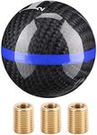 Aramox Gear Shift Knob, Car Universal Manual Carbon Fiber Knob Gear Shift Head Shifter Black 6 Speed (Black with Blue line)