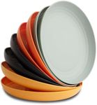 Nook Theory Reusable Wheat Straw Plates 8 Pcs - Non Toxic Kids and Toddler Plate, Microwavable, Dishwasher Safe and Unbreakable Dinnerware (Daybreak 9")