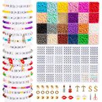 zenmag Beads for Bracelet Making, 24 Colors Friendship Bracelet Making Kit with 1040 Letter Beads (A-Z), 50 Number Bead and 50 Heart Bead, Varieties of Charms, Jewellery Bracelet Making Kits for Girls