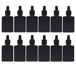 12PCS 1 oz Small Empty Essential Oil Drop Bottle 30ml Square Essence Glass Dropper Bottles Lab Dropping Serum Container (Matte black)