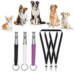 3 PCS Dog Whistle, Ultrasonic Silent Dog Whistle with Adjustable Frequencies to Stop Barking with Lanyard for Recall & Barking Dog & Obedience Training for Dog Cat Horse(Black, White, Purple)