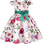 FEOYA - Girl Fomal Dress Flower Princess Elegant Gown Birthday Party Dresses Kid Printed Formal Suit Pageant Outfit Wedding Bridesmaid Prom Child Ceremonial Costumes for 7-8 Years