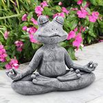 Goodeco Meditating Yoga Frog Statue - Zen Garden Frog Figurines for Home,Patio,Deck,Porch or Yard Art Outdoor Decor,Gift idea,Frog Gifts for Women 12.5"×10"