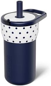 BrüMate Leap 12oz 100% Leakproof Kids Tumbler with Handle & Silicone Soft Straw | Durable Drop Resistant Silicone Sleeve | Made of Insulated Stainless Steel | Cup Holder Friendly | (White Polka Dots)