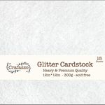 Crafasso 12" x 12" 300gms Heavy & Premium Glitter cardstock, 15 Sheets, White