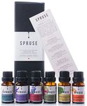 SPRUSE Canadian 100% Natural Essential Oils Set of 6 - Mandarin, Rosemary, Lemongrass, Eucalyptus, Peppermint, Lavender