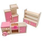 Wooden Doll House Furniture Doll House Building Blocks Mini Dollhouse for Kids Childs Gifts Family Doll House (Kitchen)