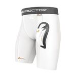 Shock Doctor Youth Core Compression Short with Bio-Flex Cup, White, X-Small