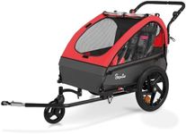 Sepnine Kids Bike Trailer, 2 in 1 Canopy Carrier Converts to Pushcart Suitable for 1 to 2 Kids, 12+ Months, Quick Attach to Bike, Foldable, with 5-Point Harness and Storage Bags