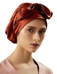 LilySilk 100% 22MM Pure Mulberry Silk Sleep Cap Womens Natural Silk Bonnet for Sleeping and Hair Care Night Hair Wrap with Long Elastic Band for Stay On,Red Clay