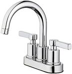 HomePointe Mid Arch Lavatory Faucet with Pop Up, 4 Inch Center Set, 1.2 GPM Flow Rate, and 2 Handles for Temperature Control, Chrome Finish