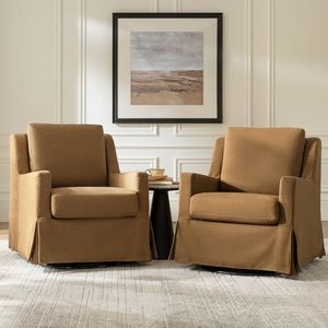 HULALA HOME Swivel Rocker Chairs with Washable Slipcover Set of 2, Golden