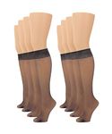 No Nonsense Women's Sheer Toe Comfort Top Knee Highs, Plus Size, 8 Pair Pack