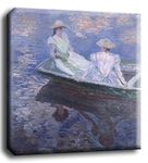 Tallenge Young Girls In A Row Boat by Claude Monet - Medium Gallery Wrap - Framed (22 x 24 inches)