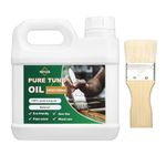 NetLea 1000ml 100% Pure Tung Oil with a Brush for Wood Finish, Indoor & Outdoor Furniture, Countertop, Wooden Crafts, Wooden Decorations,100% Plant-Derived, No Additives