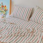 SleepyCat Jersey Fabric Duvet Cover | Knitted Jersey Fabric | Wrinkle-Free & Soft | Machine Wash Friendly, Sailor Stripes (Double Size, 90 x 100 Inches)