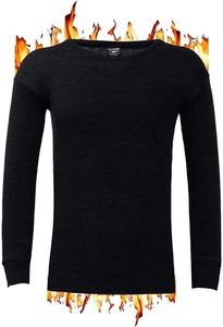 ZRWASKA® Mens Thermal Underwear Vests Long Sleeve Tops, Thermal T-Shirt Short Sleeve Warm Underlayer Winter Thermals Base Layer Clothing Men vest Top Black, Size XL