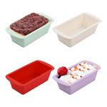 Focenat Silicone Bread and Loaf Tins, Non-Stick Loaf Pans, Baking Tins for Cakes, Rectangle Baking Molds, Baking Tray for Homemade Cake Meatloaf Bread,4 Pack,16 x 8 cm