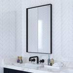 VocalStar Black Metal Framed Bathroom Mirror for Wall, 24 x 36 Inch Square Corner Rectangle Black Bathroom Vanity Mirror Modern Farmhouse, 1/4-inch Shatterproof Glass | Ultra-Flush Hanging