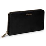 DailyObjects Black Vegan Leather Women's Classic Wallet | Made with PU Leather Material | Carefully Handcrafted | Holds up to 12 Cards | Slim and Easy to Carry in Bag | Zip Closure