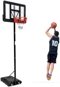 GarveeLife Portable Basketball Hoop 5.2-10FT Adjustable Basketball Goal System, 44 Inch Outdoor Hoop & Goals for Kids, Youth, and Adults in Backyard, Driveway, Garage