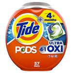 Tide 4-n-1 Ultra Oxi PODS Laundry Detergent Pacs, HE Compatible, Built in Pre-treater for Stains, 57 Count