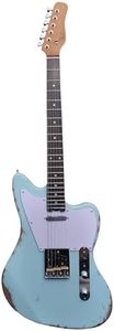 KGD Relic Telemaster Electric Guitar,Roasted Maple Neck and Rosewood Fingerboard,Bone Nut,6-String Relic Guitar,Professional/Full Size/Electric Guitars for Adults (Seafoam)